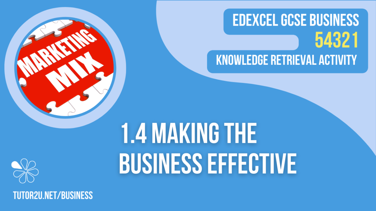 54321 Knowledge Retrieval Activity (Edexcel GCSE Business) - 1.4 Making ...