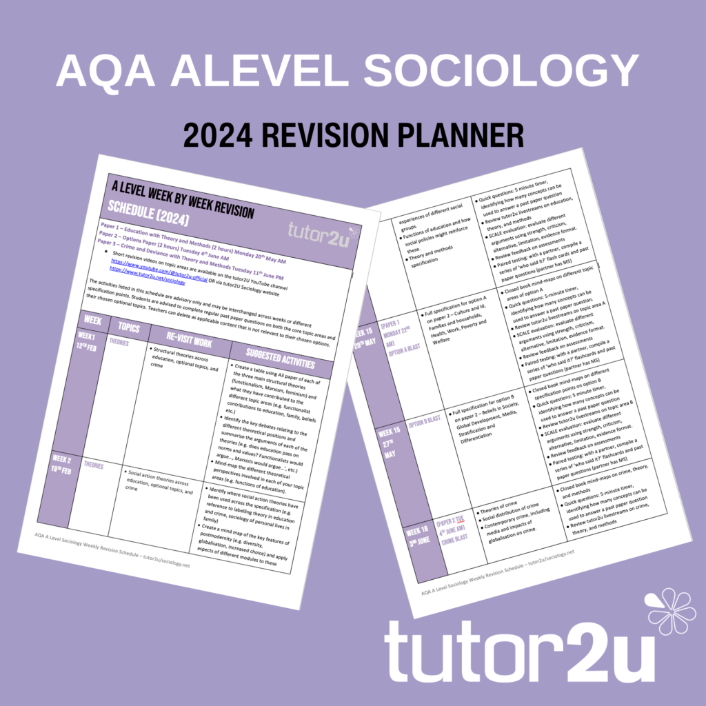 AQA A Level Sociology Revision Planner 2024 | Reference Library ...