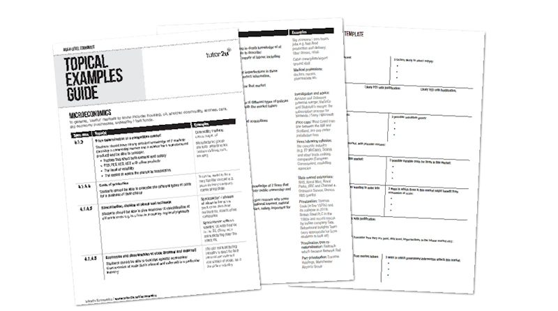 Topical Example Topical Examples for A-Level Economics Exams (AQA Edition) | Reference ...