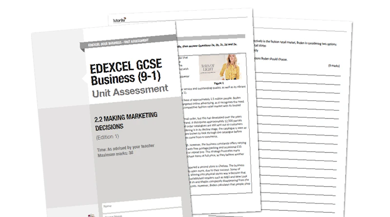 Gcse Review Layout Theme 2.2 Unit Assessment for Edexcel GCSE (9-1) Business | Shop | tutor2u