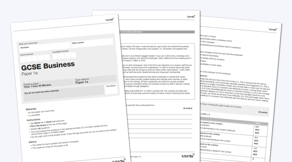 Practice Exam Papers (Vol 1) for AQA GCSE (91) Business Shop tutor2u