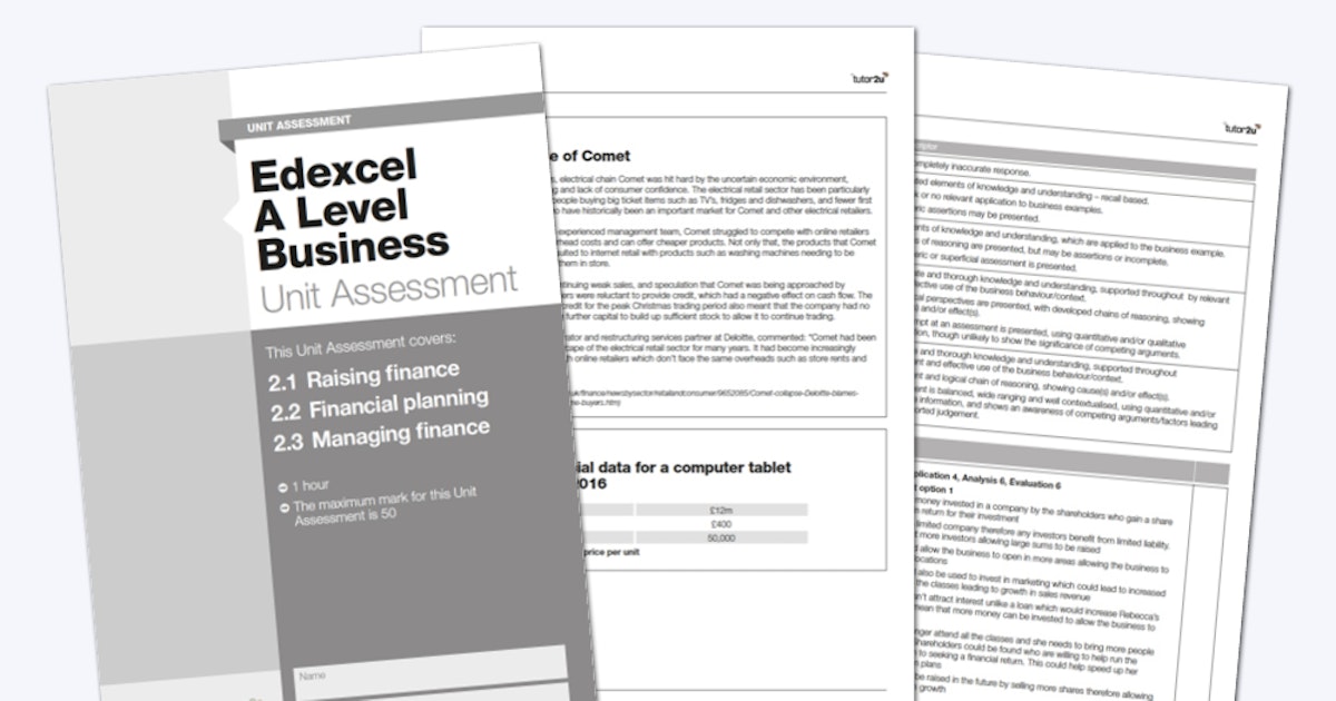 Theme 2.1, 2.2 & 2.3 Unit Assessment (Vol1) for Edexcel A-Level ...