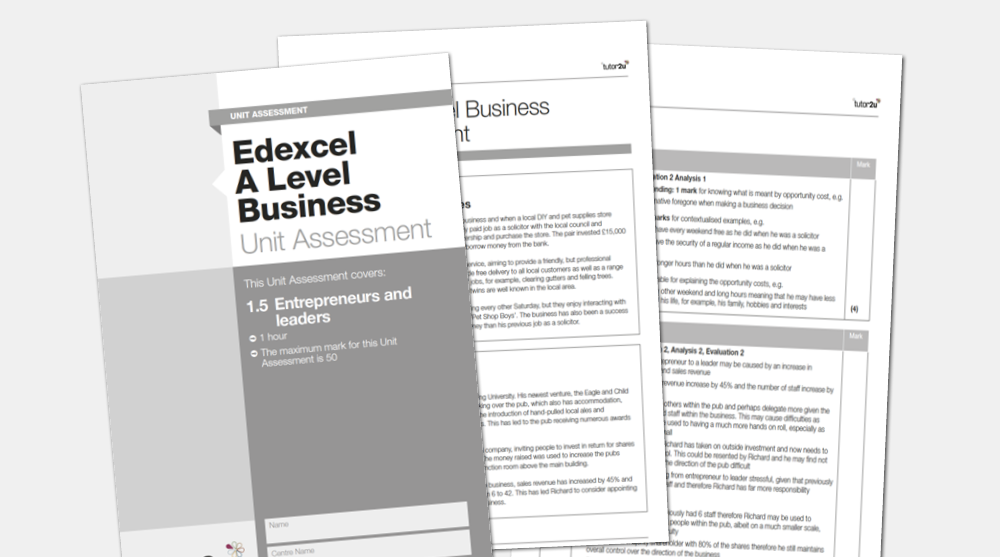 Theme 1.5 Unit Assessment for Edexcel A-Level Business | Shop | tutor2u