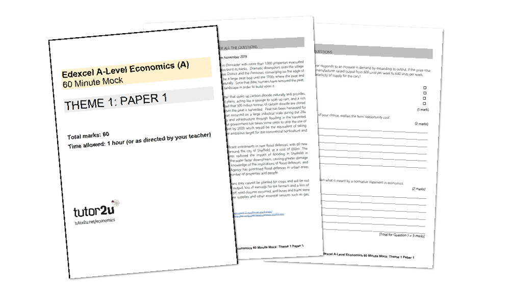 Theme 1 60-Minute Mocks Assessment Pack for Edexcel A-Level Economics ...