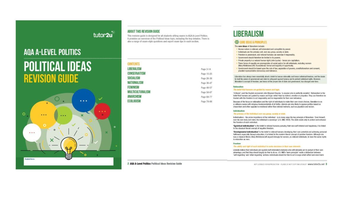 Political Ideas Revision Guide For AQA A-Level Politics | Shop | Tutor2u