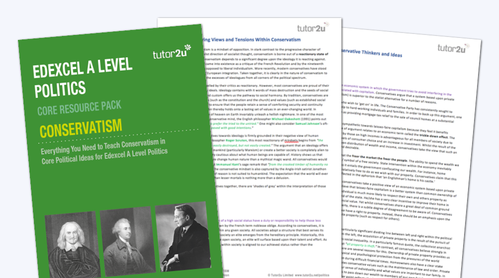 ‘Conservatism’ Political Ideas Resource Pack For Edexcel A-Level ...