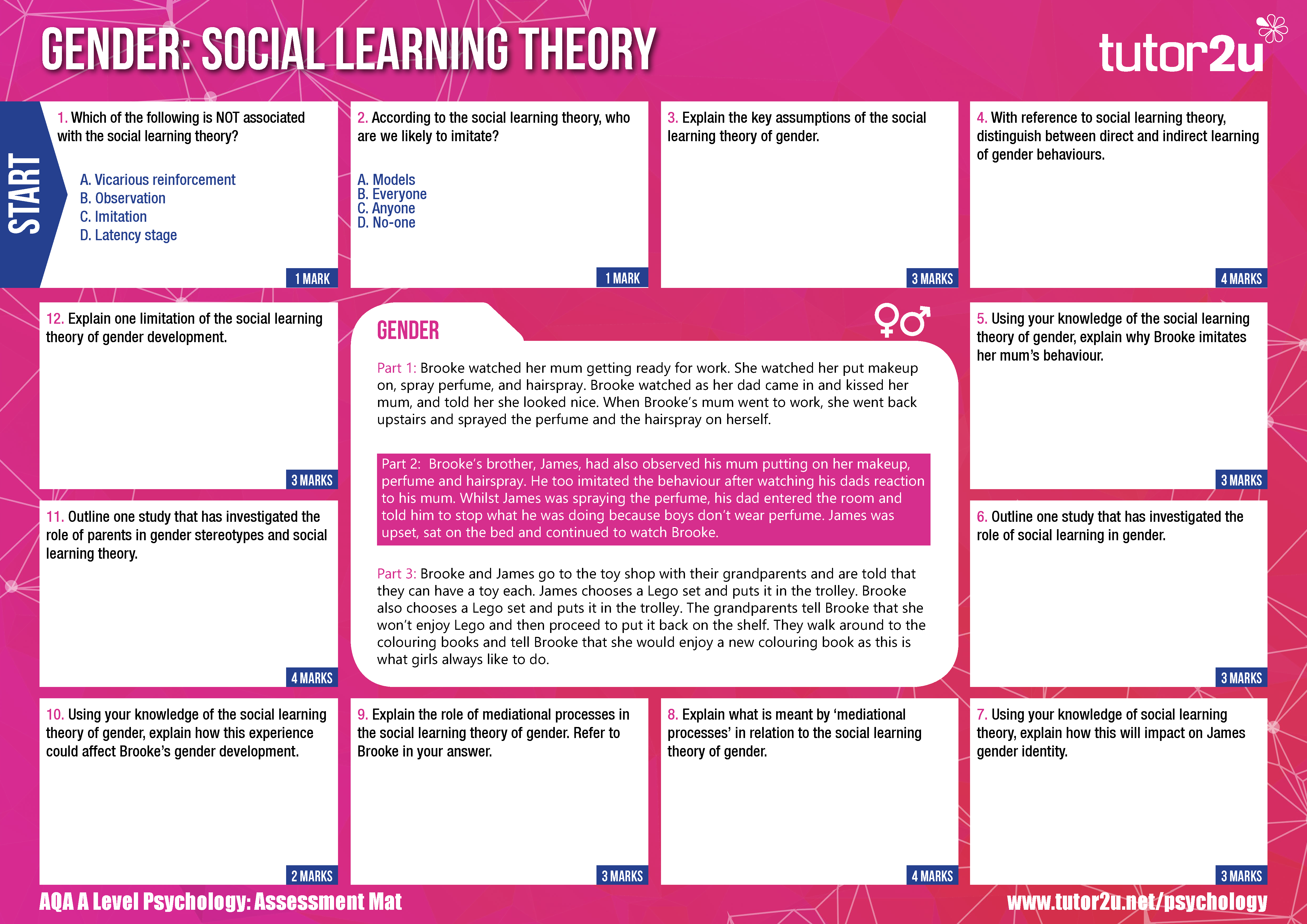 Gender & Social Learning Theory: AQA A Level Psychology Assessment Mat ...