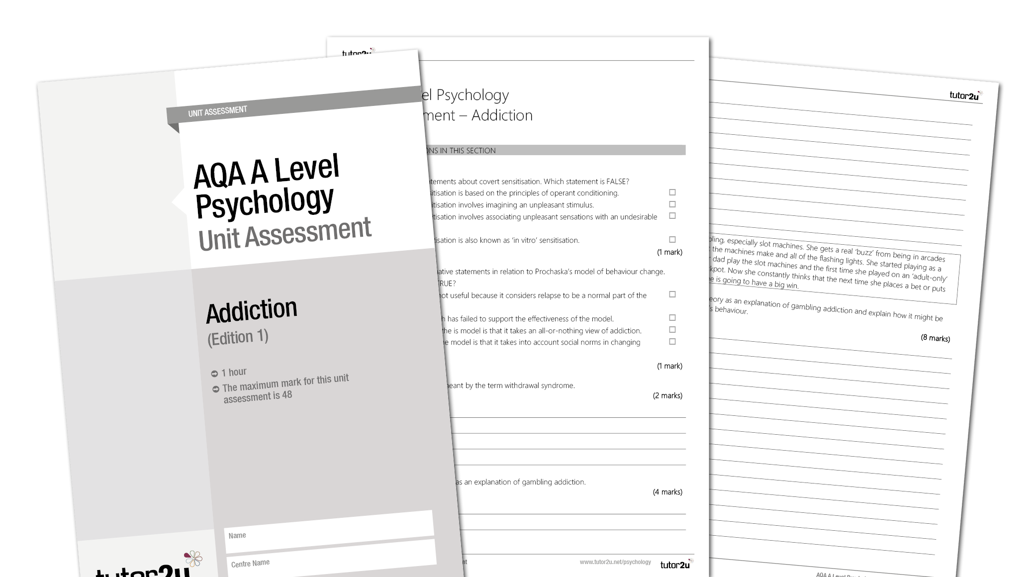 Addiction: AQA A Level Psychology Unit Assessment Edition1 | Shop | Tutor2u