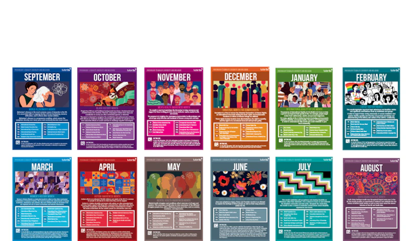 September Inclusion Topics Equality, Diversity and Inclusion Calendar Poster Set for Psychology ...