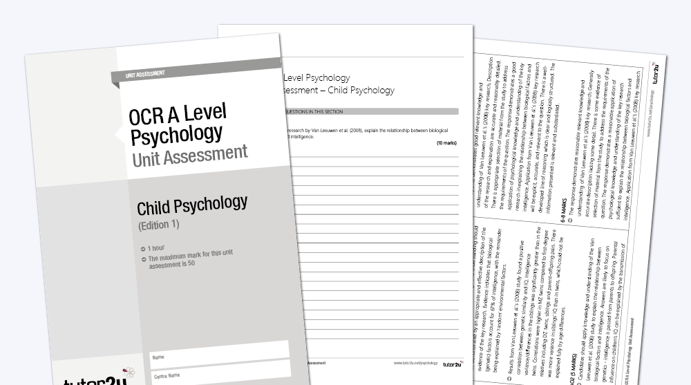 Child Psychology OCR A Level Psychology Unit Assessment Edition 1 ...