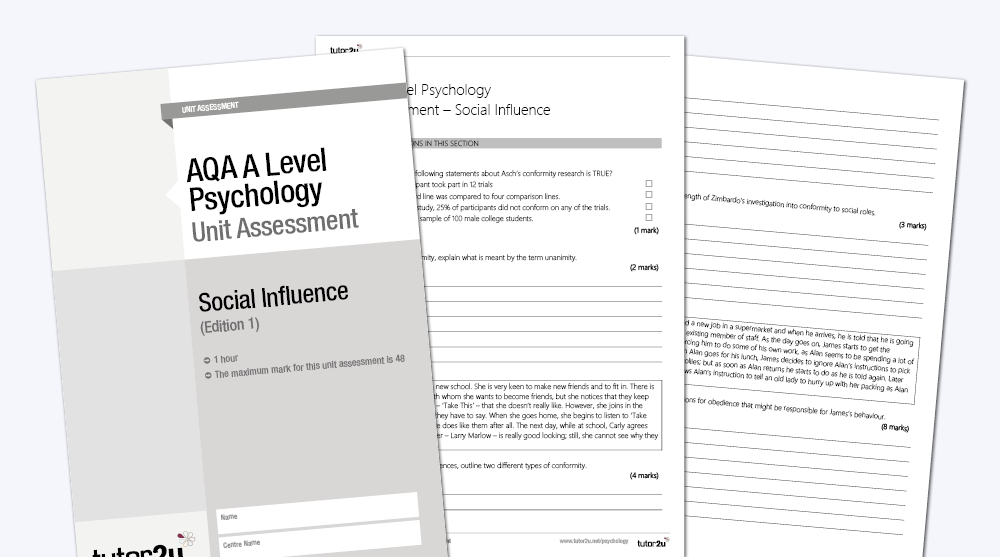 Social Influence: AQA A Level Psychology Unit Assessment Edition 1 ...