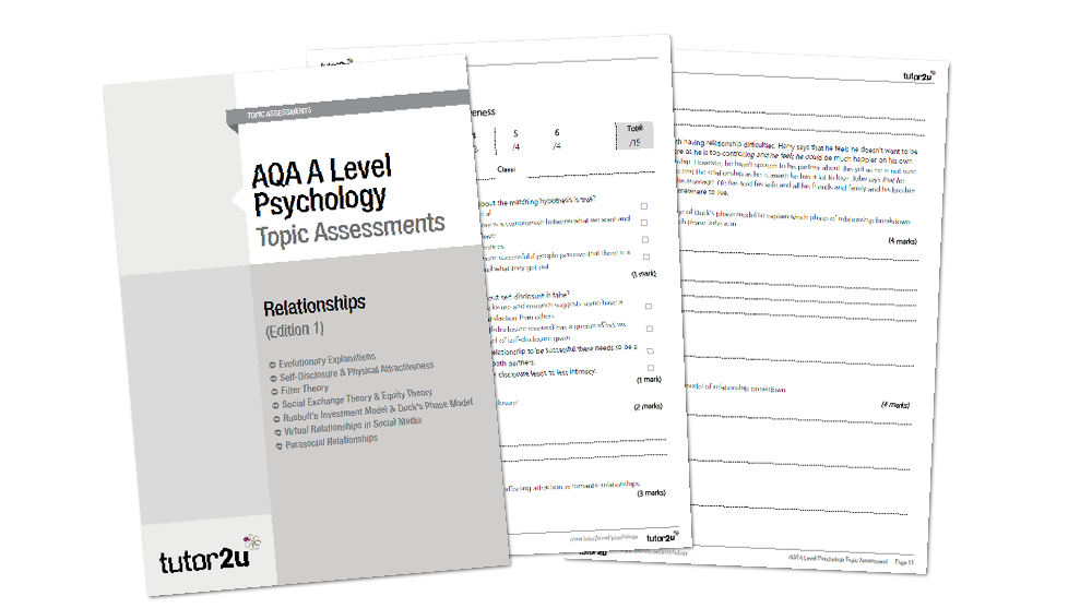 Relationships Topic Assessments For AQA A-Level Psychology | Shop | Tutor2u