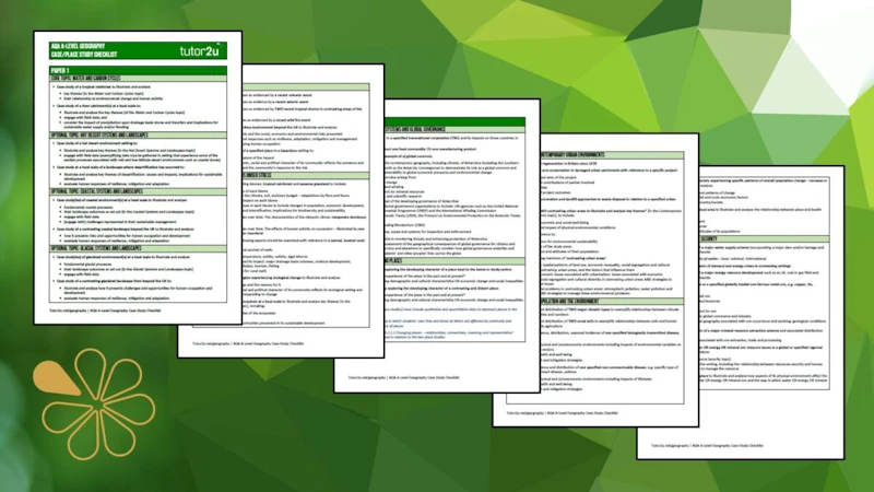 AQA A-Level Case Study Checklist | Reference Library | Geography | tutor2u