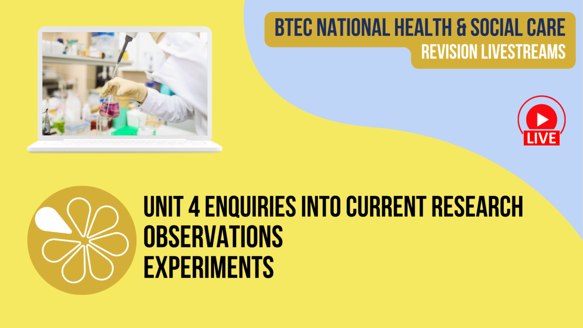 Observations & Experiments Live Revision for HSC Unit 4 Enquiries