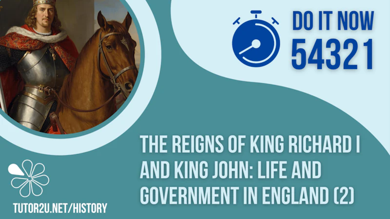 54321 Do It Now Activities for Edexcel GCSE History: The Reigns of King ...