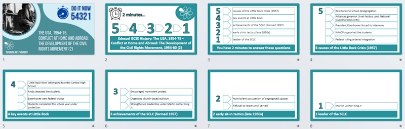 54321 Do It Now Activities for Edexcel GCSE History: The USA (1954-75 ...