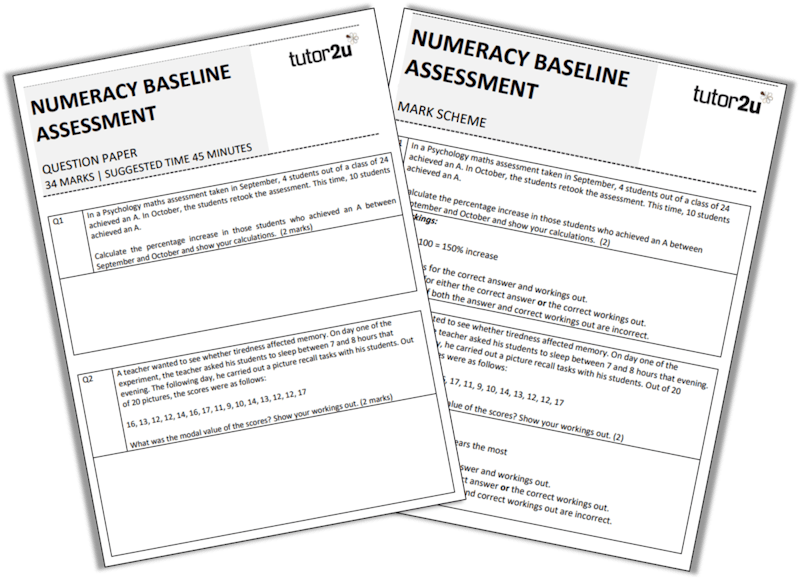 Baseline Numeracy Assessment for A-Level Psychology | Reference Library ...
