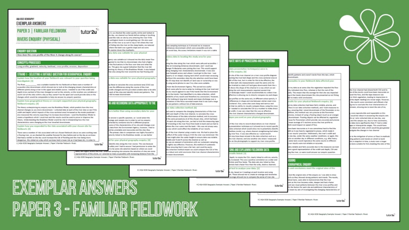 Exemplar Answers for AQA GCSE Geography | Paper 3 Familiar Fieldwork ...