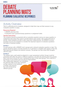 Bus Topic Debateplanningmats