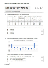 Year 1 Macro MC Qs for A Level Economics Cover