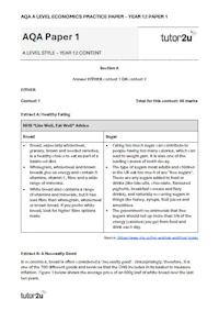 Year 12 Mock Papers AQA A Level Economics Cover