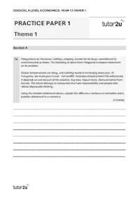 Year 12 Mock paper for Edexcel A Level Economics Cover
