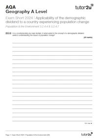 AQA A Level Geog Exam Shorts 2024 Paper 2 cover