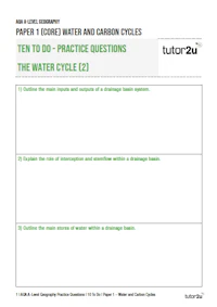 Water Carbon Cycle Ten to Do Cover