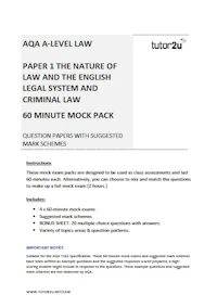 Law A Level AQA Paper 1 60 Minute Mock Pack Cover
