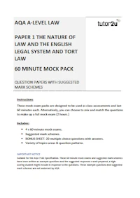 Law A Level AQA Paper 2 60 Minute Mock Pack Cover