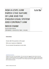 Law A Level AQA Paper 3 Contract Law Mock Exam cover