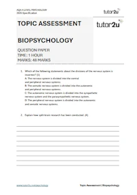 Biopsychology Topic Assessment Cover