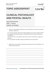 Clinical Psychology Topic Assessment 2025 Cover