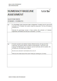 Numeracy Baseline Assessment Cover