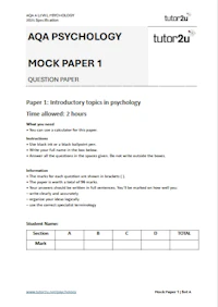 Psychology Mock Paper set A Cover