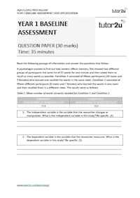 Year 1 Baseline Assessment Cover