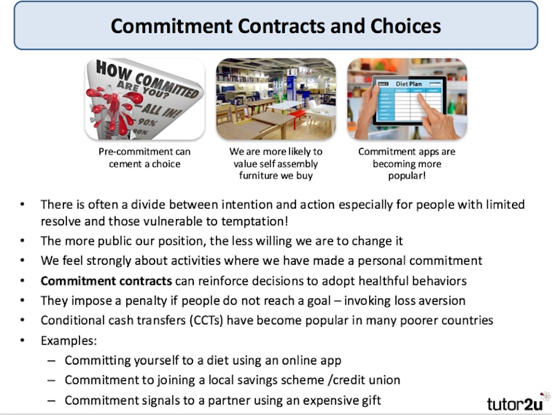 Commitment Cheque Commitment Contracts and Behavioural Choice (Behavioural Economics ...