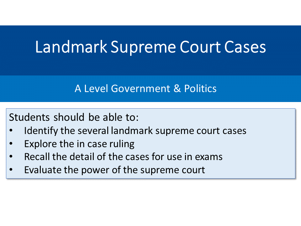 Landmark Supreme Court Cases | Reference Library | Politics | Tutor2u