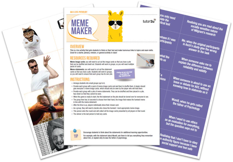Activity Mem Meme Maker: Teaching Activity | Reference Library | Psychology | tutor2u